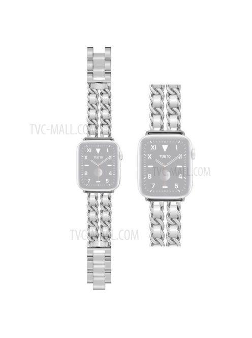 Chain Style Stainless Steel Watch Strap for Apple Watch Series 10 42mm / 9 8 7 41mm / 6 5 4 SE SE (2022) SE (2023) 40mm / 3 2 1 38mm  - Silver / White