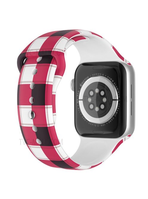 Christmas Pattern Printing Smart Watch Band  Silicone Wrist Strap for Apple Watch Series 10 42mm / 9 8 7 41mm / 6 5 4 SE SE (2022) SE (2023) 40mm / 3 2 1 38mm, Size L - Plaid