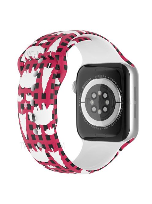 Christmas Pattern Printing Smart Watch Band Silicone Wrist Strap for Apple Watch Series 10 42mm / 9 8 7 41mm / 6 5 4 SE SE (2022) SE (2023) 40mm / 3 2 1 38mm, Size L - Polar Bear