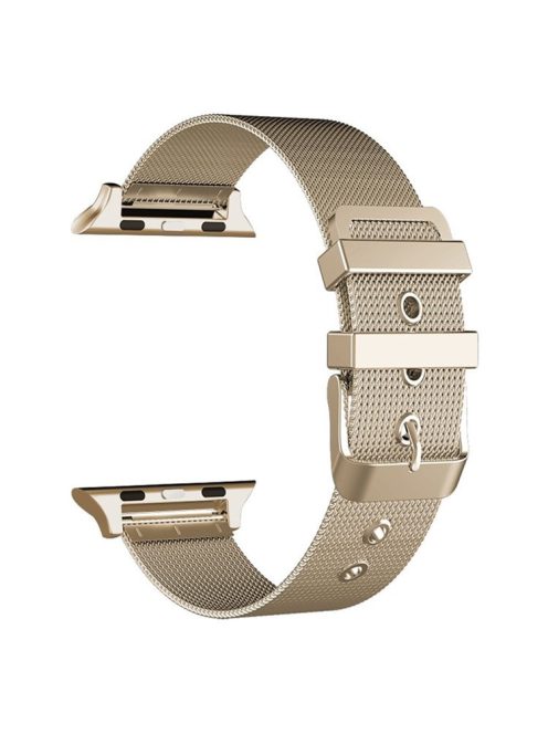 Classic Buckle Milanese Stainless Steel Wristwatch Band for Apple Watch Series 10 42mm / 9 8 7 41mm / SE (2023) SE (2022) SE 6 5 4 40mm / 3 2 1 38mm - Champagne Gold