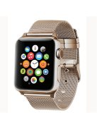 Classic Buckle Milanese Stainless Steel Wristwatch Band for Apple Watch Series 10 42mm / 9 8 7 41mm / SE (2023) SE (2022) SE 6 5 4 40mm / 3 2 1 38mm - Champagne Gold