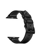 Classic Genuine Leather Watch Band Replacement for Apple Watch Series 10 46mm / Ultra 2 Ultra 49mm / 9 8 7 45mm / SE (2023) SE (2022) SE 6 5 4 44mm / 3 2 1 42mm - Black