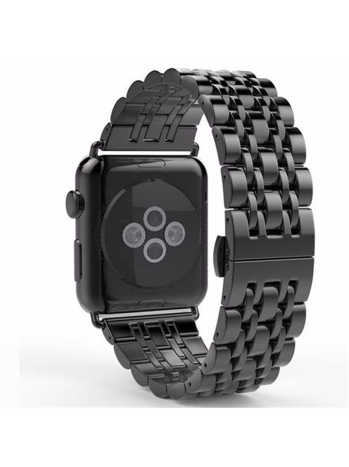 Classic Seven Beads Stainless Steel Watch Band for Apple Watch Series 10 46mm / Ultra 2 Ultra 49mm / 9 8 7 45mm / SE (2023) SE (2022) SE 6 5 4 44mm / 3 2 1 42mm - Black