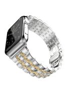 Classic Seven Beads Stainless Steel Watch Strap Replacement for Apple Watch Series 10 46mm / Ultra 2 Ultra 49mm / 9 8 7 45mm / SE (2023) SE (2022) SE 6 5 4 44mm / 3 2 1 42mm - Silver / Gold