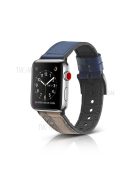 Color PU Leather + Silicone Watch Strap for Apple Watch Series 10 42mm / 9 8 7 41mm / 6 5 4 SE SE (2022) SE (2023) 40mm / 3 2 1 38mm - Blue / Grey