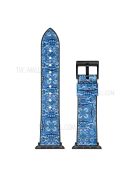 Color PU Leather + Silicone Watch Strap for Apple Watch Series 10 42mm / 9 8 7 41mm / 6 5 4 SE SE (2022) SE (2023) 40mm / 3 2 1 38mm - Blue Flower Pattern