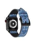 Color PU Leather + Silicone Watch Strap for Apple Watch Series 10 42mm / 9 8 7 41mm / 6 5 4 SE SE (2022) SE (2023) 40mm / 3 2 1 38mm - Blue Flower Pattern