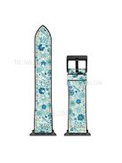 Color PU Leather + Silicone Watch Strap for Apple Watch Series 10 42mm / 9 8 7 41mm / 6 5 4 SE SE (2022) SE (2023) 40mm / 3 2 1 38mm - Cyan Flower Pattern