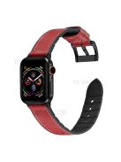 Color PU Leather + Silicone Watch Strap for Apple Watch Series 10 42mm / 9 8 7 41mm / 6 5 4 SE SE (2022) SE (2023) 40mm / 3 2 1 38mm - Red