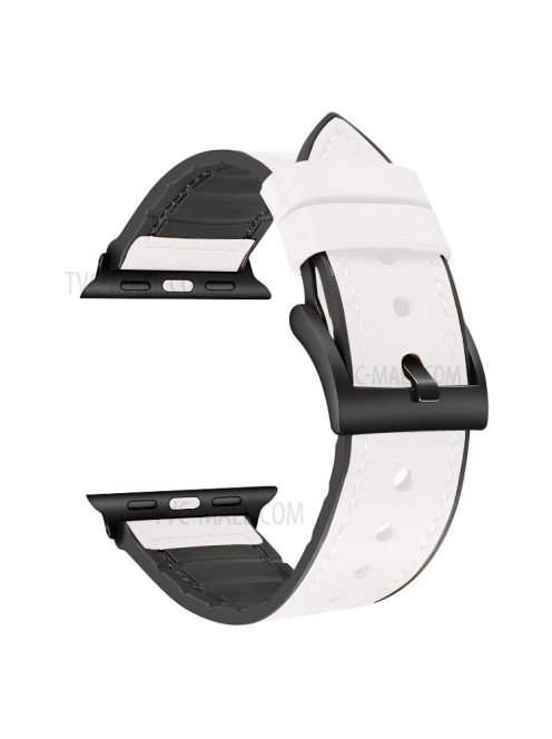 Color PU Leather + Silicone Watch Strap for Apple Watch Series 10 42mm / 9 8 7 41mm / 6 5 4 SE SE (2022) SE (2023) 40mm / 3 2 1 38mm - White