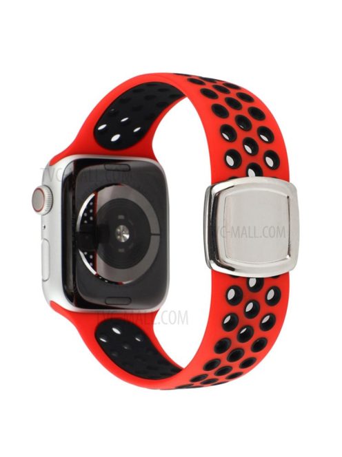 Colorful Silicone Watch Strap for Apple Watch Series 10 42mm / 9 8 7 41mm / 6 5 4 SE SE (2022) SE (2023) 40mm / 3 2 1 38mm - Red / Black