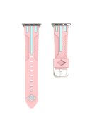 Contrast Color Stripe Flexible Silicone Watch Band for Apple Watch Series 10 42mm / 9 8 7 41mm / SE (2023) SE (2022) SE 6 5 4 40mm / 3 2 1 38mm - Pink Outer / Cyan Inside