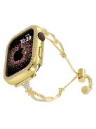 Copper Bracelet for Apple Watch Series 10 42mm / 9 8 7 41mm / SE (2023) SE (2022) SE 6 5 4 40mm / 3 2 1 38mm Rhinestone Decor Watch Strap - Gold