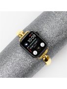 Copper Watch Band for Apple Watch Series 10 42mm / 9 8 7 41mm / SE (2023) SE (2022) SE 6 5 4 40mm / 3 2 1 38mm D-Shaped Rhinestone Decor Bracelet - Gold