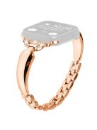 Copper Watch Band for Apple Watch Series 10 42mm / 9 8 7 41mm / SE (2023) SE (2022) SE 6 5 4 40mm / 3 2 1 38mm D-Shaped Rhinestone Decor Bracelet - Rose Gold