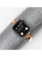 Copper Watch Band for Apple Watch Series 10 42mm / 9 8 7 41mm / SE (2023) SE (2022) SE 6 5 4 40mm / 3 2 1 38mm D-Shaped Rhinestone Decor Bracelet - Rose Gold