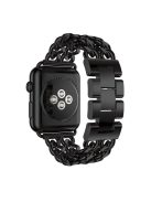 Cowboy Chain Electroplated Stainless Steel Watch Band for Apple Watch Series 10 42mm / 9 8 7 41mm / SE (2023) SE (2022) SE 6 5 4 40mm / 3 2 1 38mm - Black