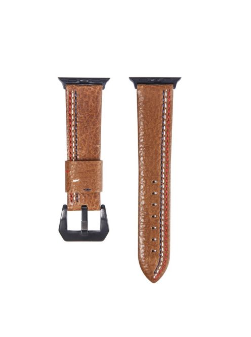 Cowhide Genuine Leather Watch Accessory Band for Apple Watch Series 10 46mm / Ultra 2 Ultra 49mm / 9 8 7 45mm / SE (2023) SE (2022) SE 6 5 4 44mm / 3 2 1 42mm - Brown