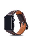 Cowhide Genuine Leather Watch Accessory Strap for Apple Watch Series 10 46mm / Ultra 2 Ultra 49mm / 9 8 7 45mm / SE (2023) SE (2022) SE 6 5 4 44mm / 3 2 1 42mm - Coffee