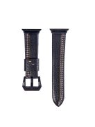 Cowhide Genuine Leather Watch Band Accessory for Apple Watch Series 10 46mm / Ultra 2 Ultra 49mm / 9 8 7 45mm / SE (2023) SE (2022) SE 6 5 4 44mm / 3 2 1 42mm - Black