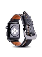 Cowhide Genuine Leather Watch Band Accessory for Apple Watch Series 10 46mm / Ultra 2 Ultra 49mm / 9 8 7 45mm / SE (2023) SE (2022) SE 6 5 4 44mm / 3 2 1 42mm - Black