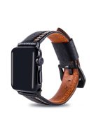 Cowhide Genuine Leather Watch Band Accessory for Apple Watch Series 10 46mm / Ultra 2 Ultra 49mm / 9 8 7 45mm / SE (2023) SE (2022) SE 6 5 4 44mm / 3 2 1 42mm - Black