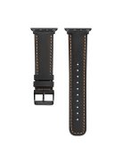 Crackle Texture Genuine Leather Watch Strap for Apple Watch Series 10 46mm / Ultra 2 Ultra 49mm / 9 8 7 45mm / SE (2023) SE (2022) SE 6 5 4 44mm / 3 2 1 42mm - Black