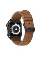 Crackle Texture Genuine Leather Watch Strap for Apple Watch Series 10 46mm / Ultra 2 Ultra 49mm / 9 8 7 45mm / SE (2023) SE (2022) SE 6 5 4 44mm / 3 2 1 42mm - Brown