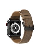 Crackle Texture Genuine Leather Watch Strap for Apple Watch Series 10 46mm / Ultra 2 Ultra 49mm / 9 8 7 45mm / SE (2023) SE (2022) SE 6 5 4 44mm / 3 2 1 42mm - Coffee