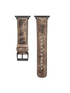 Crackle Texture Genuine Leather Watch Strap for Apple Watch Series 10 46mm / Ultra 2 Ultra 49mm / 9 8 7 45mm / SE (2023) SE (2022) SE 6 5 4 44mm / 3 2 1 42mm - Titanium Grey