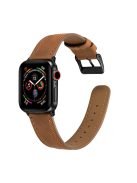 Crackle Texture Watchband Genuine Leather Watch Strap for Apple Watch Series 10 42mm / 9 8 7 41mm / SE (2023) SE (2022) SE 6 5 4 40mm / 3 2 1 38mm - Brown