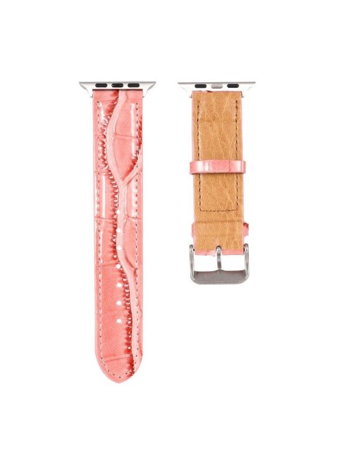 Crocodile Skin Split Leather Watch Band Strap Replacement for Apple Watch Series 8 45mm / Ultra 49mm / Ultra 2 49mm / Series 9 45mm / SE (2023) 44mm / 7 45mm / Series 4 / 5 / 6 / SE / SE (2022) 44m / Series 1 / 2 / 3 42mm - Rose Gold