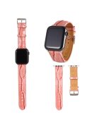 Crocodile Skin Split Leather Watch Band Strap Replacement for Apple Watch Series 8 45mm / Ultra 49mm / Ultra 2 49mm / Series 9 45mm / SE (2023) 44mm / 7 45mm / Series 4 / 5 / 6 / SE / SE (2022) 44m / Series 1 / 2 / 3 42mm - Rose Gold