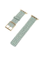 Crocodile Texture Genuine Leather Replacement Watch Band for Apple Watch Series 10 42mm / 9 8 7 41mm / 6 5 4 SE SE (2022) SE (2023) 40mm / 3 2 1 38mm - Green