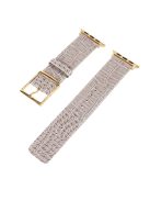 Crocodile Texture Genuine Leather Replacement Watch Band for Apple Watch Series 10 42mm / 9 8 7 41mm / 6 5 4 SE SE (2022) SE (2023) 40mm / 3 2 1 38mm - Grey