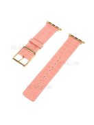 Crocodile Texture Genuine Leather Replacement Watch Band for Apple Watch Series 10 42mm / 9 8 7 41mm / 6 5 4 SE SE (2022) SE (2023) 40mm / 3 2 1 38mm - Orange