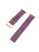 Crocodile Texture Genuine Leather Replacement Watch Band for Apple Watch Series 10 42mm / 9 8 7 41mm / 6 5 4 SE SE (2022) SE (2023) 40mm / 3 2 1 38mm - Purple