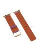 Crocodile Texture Genuine Leather Replacement Watch Band for Apple Watch Series 10 42mm / 9 8 7 41mm / 6 5 4 SE SE (2022) SE (2023) 40mm / 3 2 1 38mm - Purple