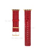 Crocodile Texture Genuine Leather Replacement Watch Band for Apple Watch Series 10 42mm / 9 8 7 41mm / 6 5 4 SE SE (2022) SE (2023) 40mm / 3 2 1 38mm - Red