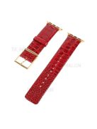 Crocodile Texture Genuine Leather Replacement Watch Band for Apple Watch Series 10 42mm / 9 8 7 41mm / 6 5 4 SE SE (2022) SE (2023) 40mm / 3 2 1 38mm - Red