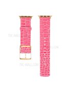 Crocodile Texture Genuine Leather Replacement Watch Band for Apple Watch Series 10 42mm / 9 8 7 41mm / 6 5 4 SE SE (2022) SE (2023) 40mm / 3 2 1 38mm - Rose