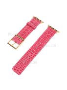 Crocodile Texture Genuine Leather Replacement Watch Band for Apple Watch Series 10 42mm / 9 8 7 41mm / 6 5 4 SE SE (2022) SE (2023) 40mm / 3 2 1 38mm - Rose