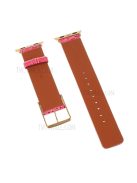 Crocodile Texture Genuine Leather Replacement Watch Band for Apple Watch Series 10 42mm / 9 8 7 41mm / 6 5 4 SE SE (2022) SE (2023) 40mm / 3 2 1 38mm - Rose