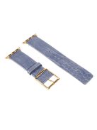 Crocodile Texture Genuine Leather Replacement Watch Band for Apple Watch Series 9 / 8 / 7 41mm / SE (2023) / SE(2022) / SE / 6 / 5 / 4 40mm / 3 / 2 / 1 38mm - Blue