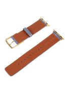 Crocodile Texture Genuine Leather Replacement Watch Band for Apple Watch Series 9 / 8 / 7 41mm / SE (2023) / SE(2022) / SE / 6 / 5 / 4 40mm / 3 / 2 / 1 38mm - Blue