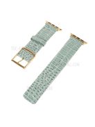 Crocodile Texture Genuine Leather Watch Band Strap for Apple Watch Ultra 49mm / Ultra 2 49mm / Series 9 45mm / SE (2023) 44mm / Series 8 / 7 45mm / Series 6 / 5 / 4 / SE / SE (2022) 44mm / Series 3 / 2 / 1 42mm - Green