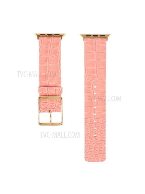 Crocodile Texture Genuine Leather Watch Band Strap for Apple Watch Ultra 49mm / Ultra 2 49mm / Series 9 45mm / SE (2023) 44mm / Series 8 / 7 45mm / Series 6 / 5 / 4 / SE / SE (2022) 44mm / Series 3 / 2 / 1 42mm - Orange