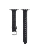 Crocodile Texture Leather Strap Strap for Apple Watch Series 10 42mm / 9 8 7 41mm / SE (2023) SE (2022) SE 6 5 4 40mm / 3 2 1 38mm Wrist Band - Black