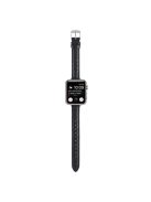 Crocodile Texture Leather Strap Strap for Apple Watch Series 10 42mm / 9 8 7 41mm / SE (2023) SE (2022) SE 6 5 4 40mm / 3 2 1 38mm Wrist Band - Black