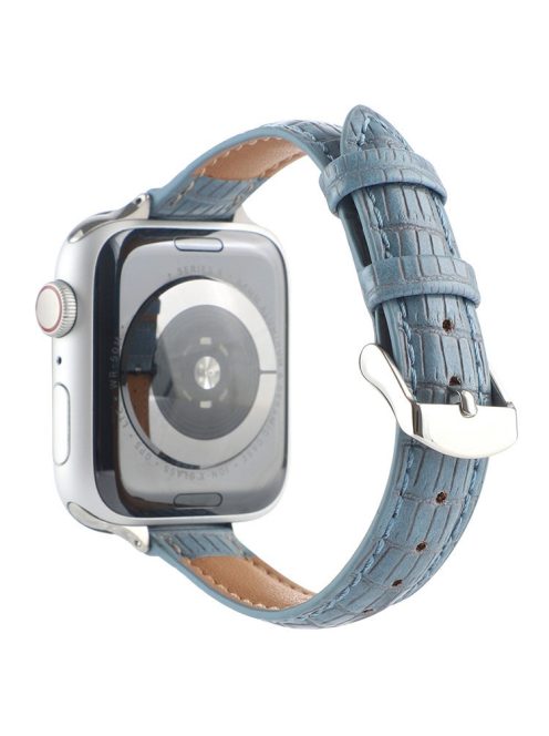 Crocodile Texture Leather Strap Strap for Apple Watch Series 10 42mm / 9 8 7 41mm / SE (2023) SE (2022) SE 6 5 4 40mm / 3 2 1 38mm Wrist Band - Blue